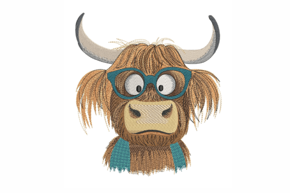 Bull Machine Embroidery: A Quirky Highland Cow for Holiday Charm