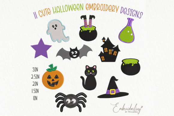Cute Halloween Staff Machine Embroidery