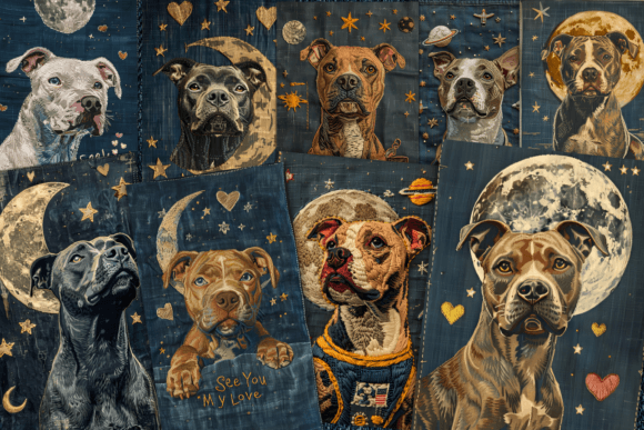 Embroidery Pitbull Dog Journal Pages