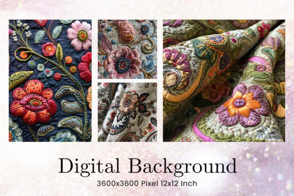 Flower Embroidery Fabric Background