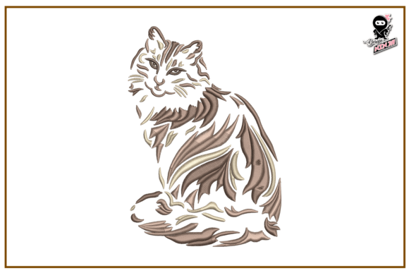 Furry Cat Embroidery, Cute Animal Design