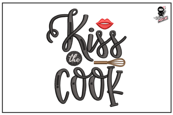 Kiss the Cook, Funny Kitchen Embroidery