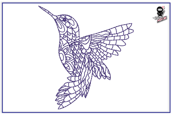 Mandala Bird Embroidery, Hummingbird