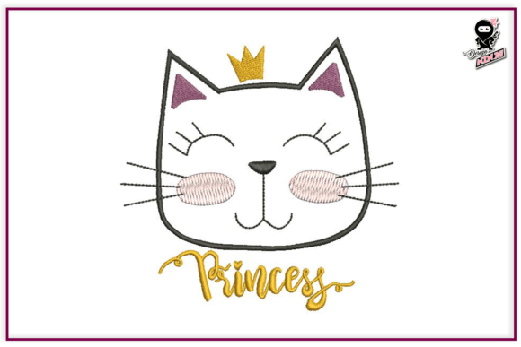 Princess Cat Embroidery, Cute Baby